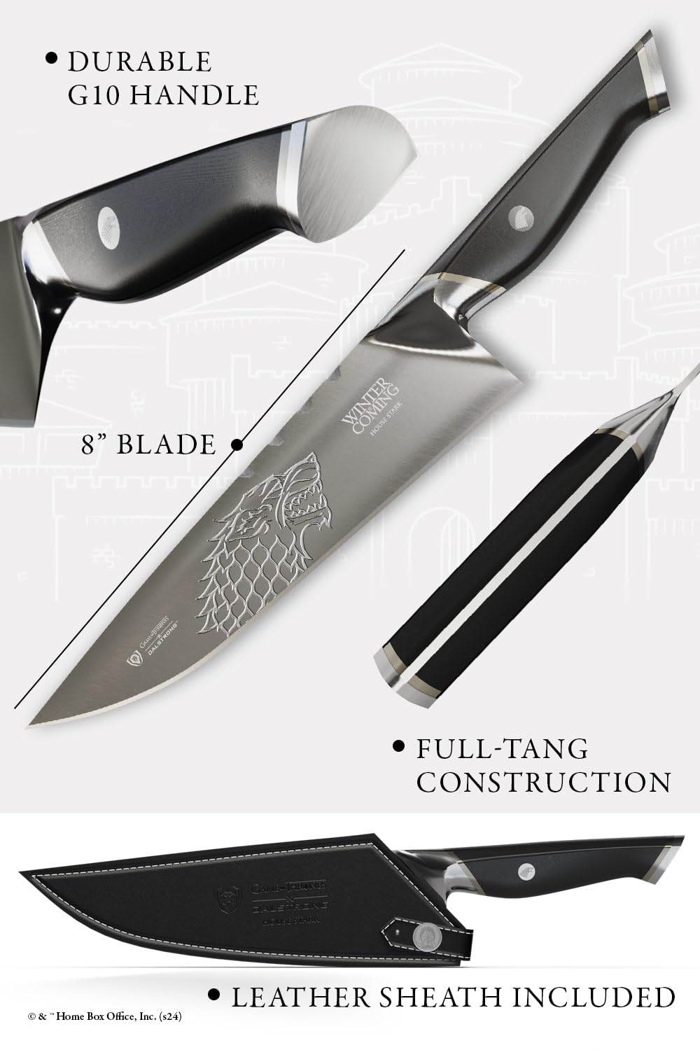 Dalstrong cuchillo chef 8 pulgadas pin Stark, pieza de colección.