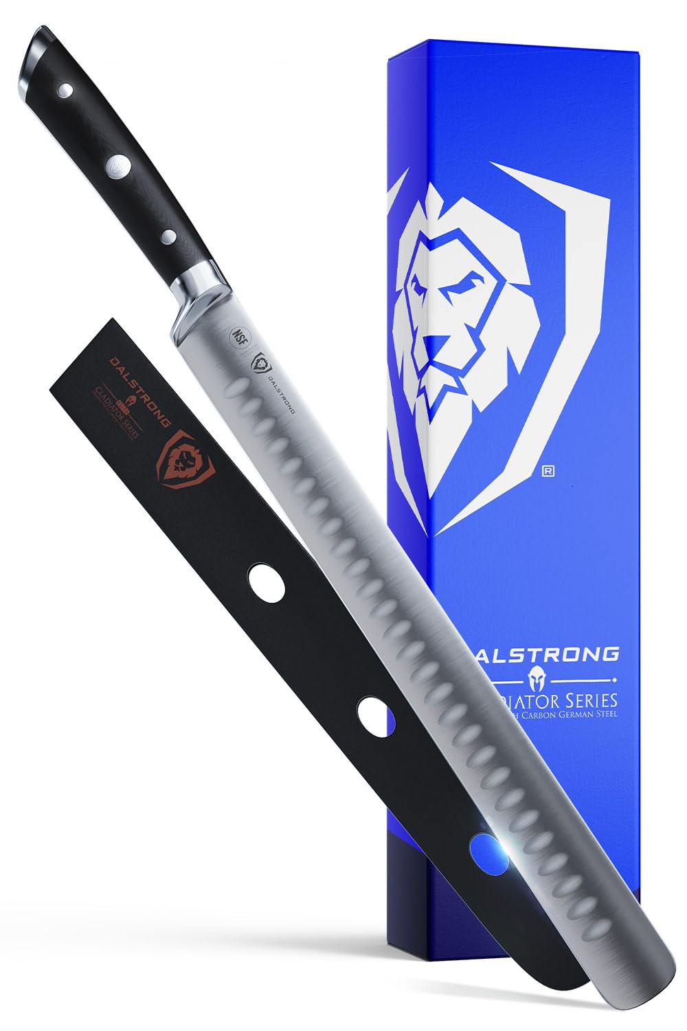 Cuchillo Dalstrong de 12 pulgadas para asados, con diseño Gladiator Elite.