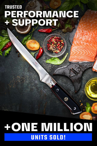 Dalstrong cuchillo desos borde afilado 62rc, corte preciso y controlado.