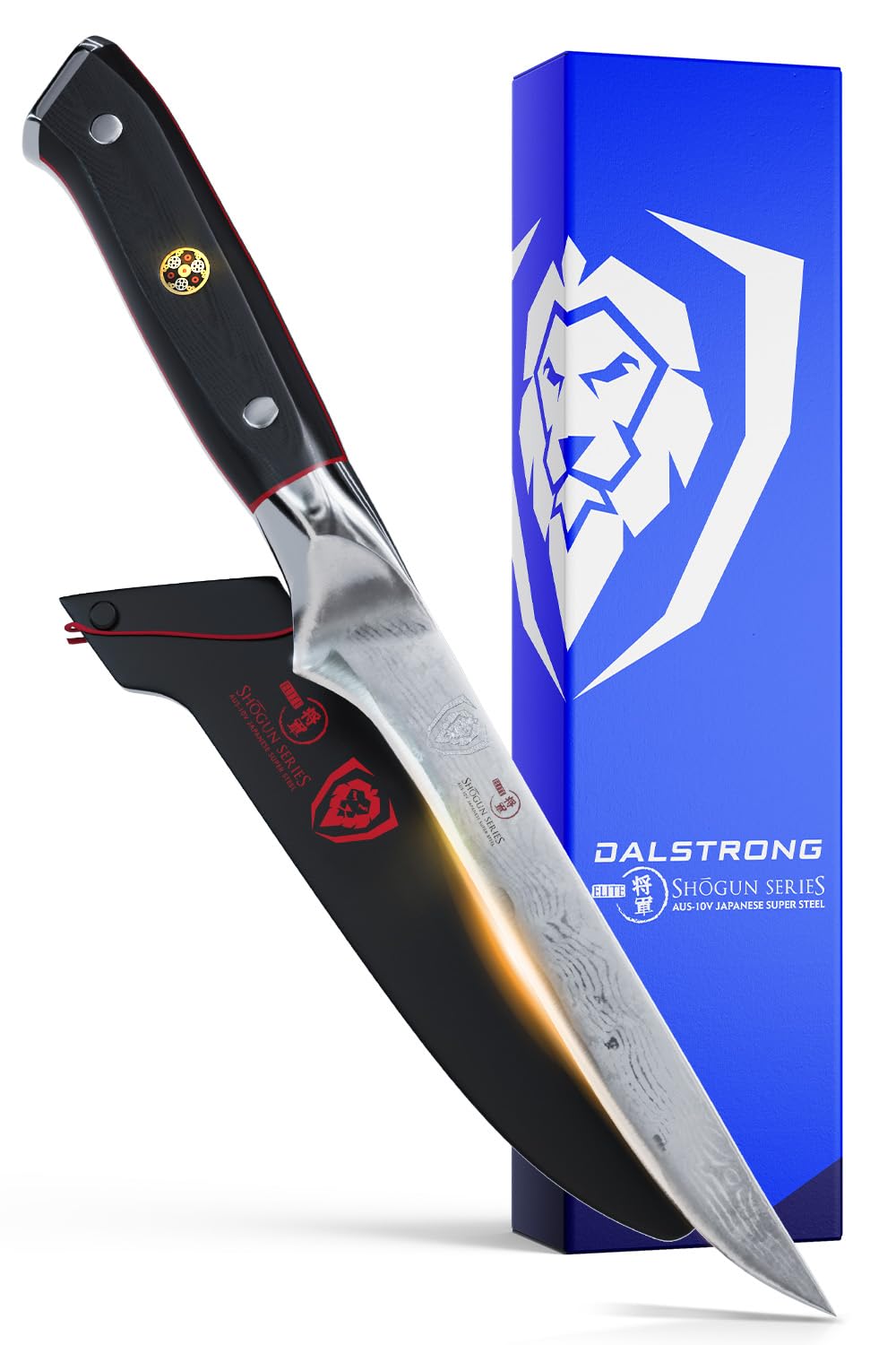 Dalstrong cuchillo desos con hoja damasco, precisión de corte para deshuesar sin esfuerzo.