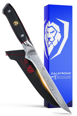 Dalstrong cuchillo desos con hoja damasco, precisión de corte para deshuesar sin esfuerzo.