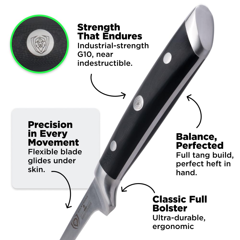 Dalstrong cuchillo filetear 7 pulgadas, afilado certero para cortes limpios.