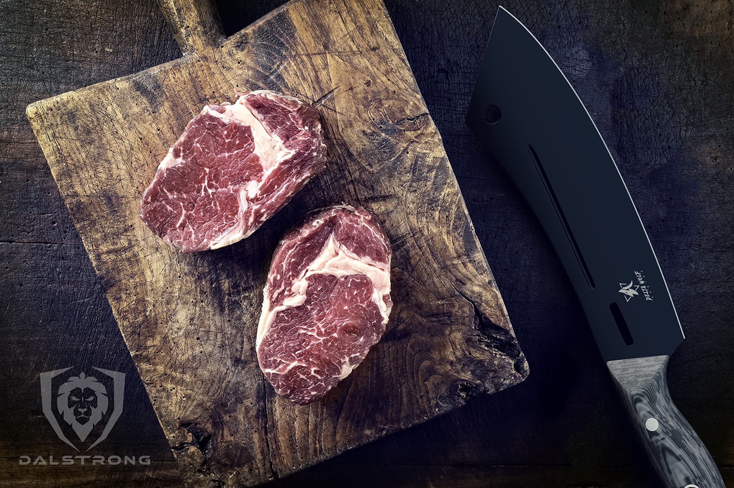 Dalstrong cuchillo híbrido para carnes y cocina con rendimiento versátil.