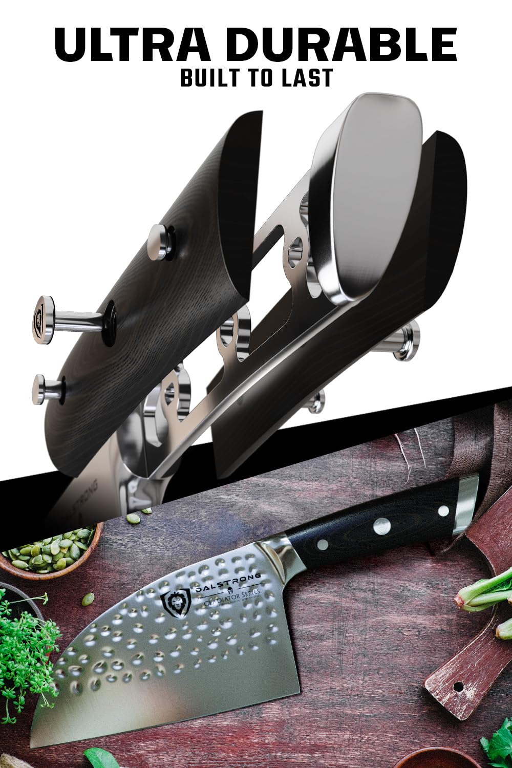 Dalstrong cuchillo serbio, filo preciso de 16-18 grados para cortes limpios.