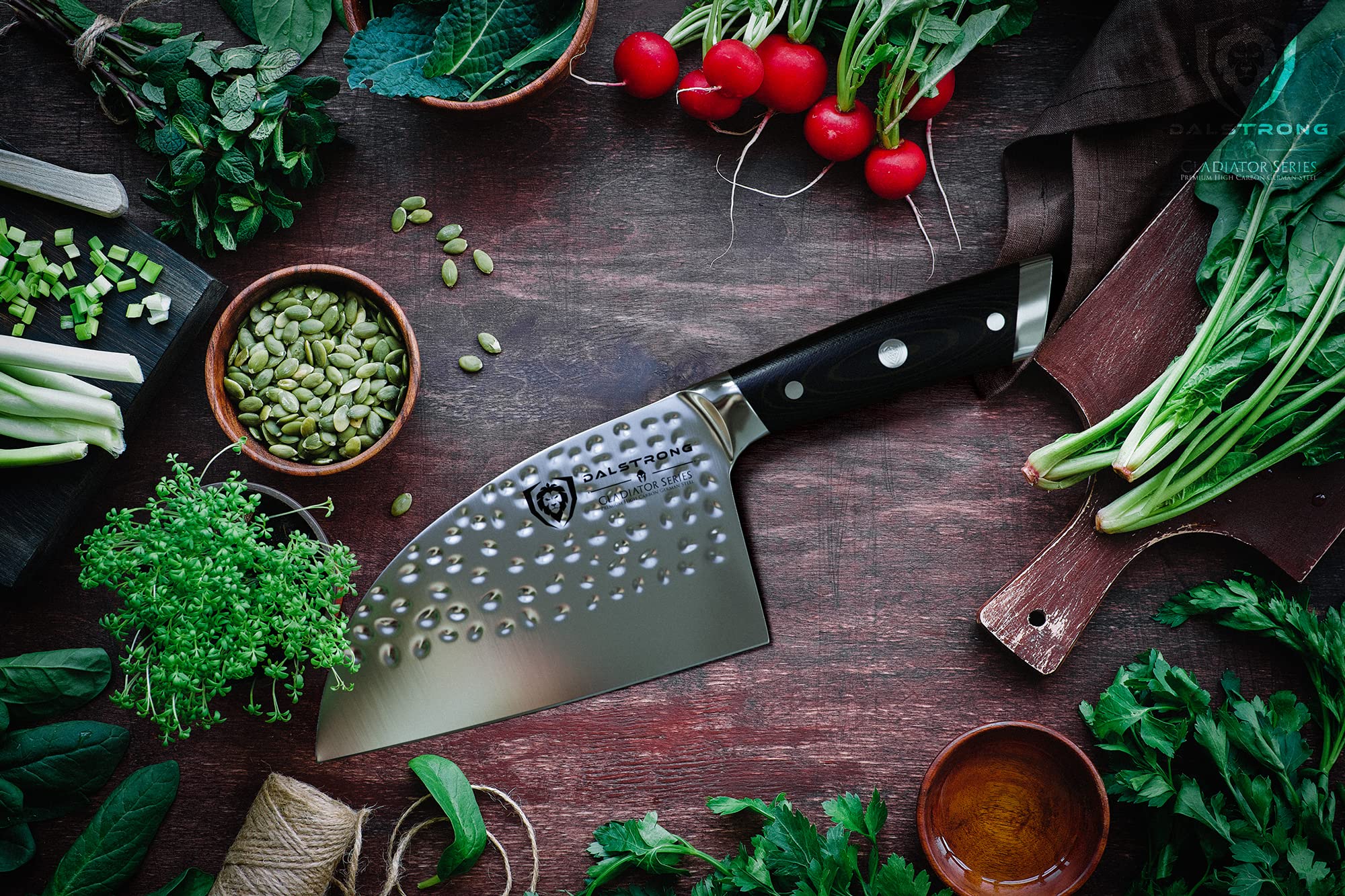Dalstrong cuchillo serbio, espiga completa para mayor estabilidad.