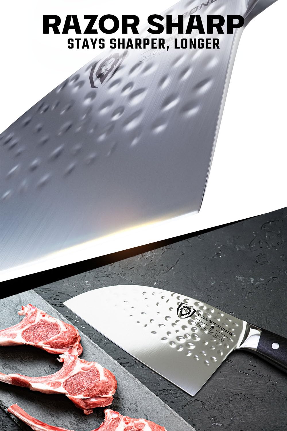 Dalstrong cuchillo serbio, mango G10 ergonómico, agarre cómodo para uso prolongado.