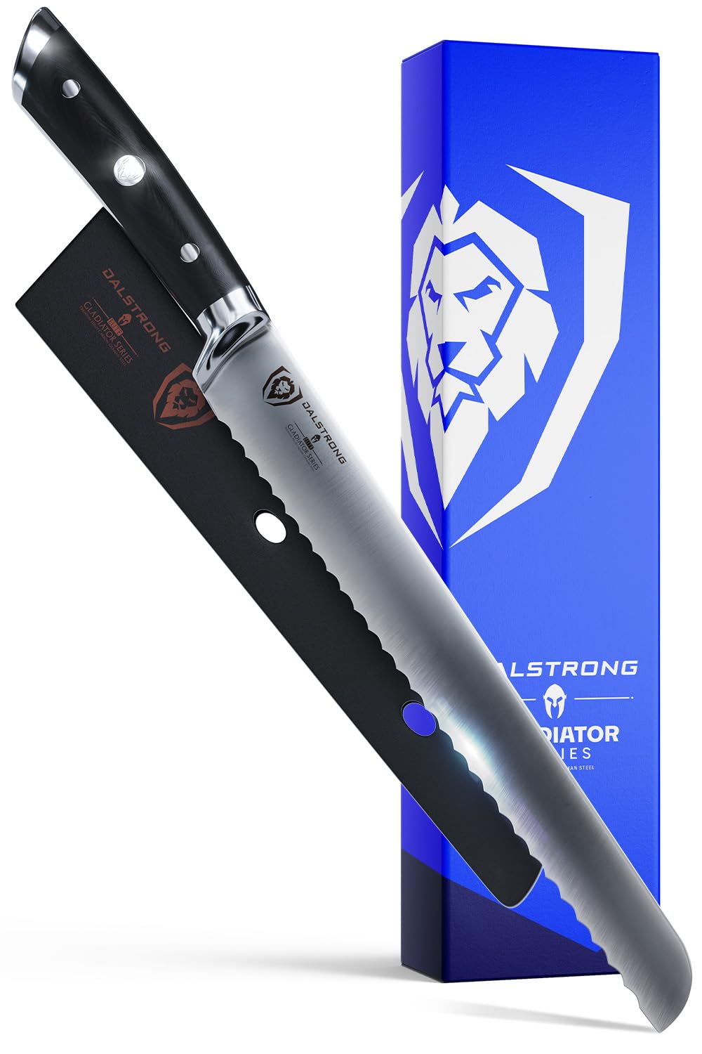 Dalstrong cuchillo serrado para pan con borde afilado para rebanar pan con precisión.