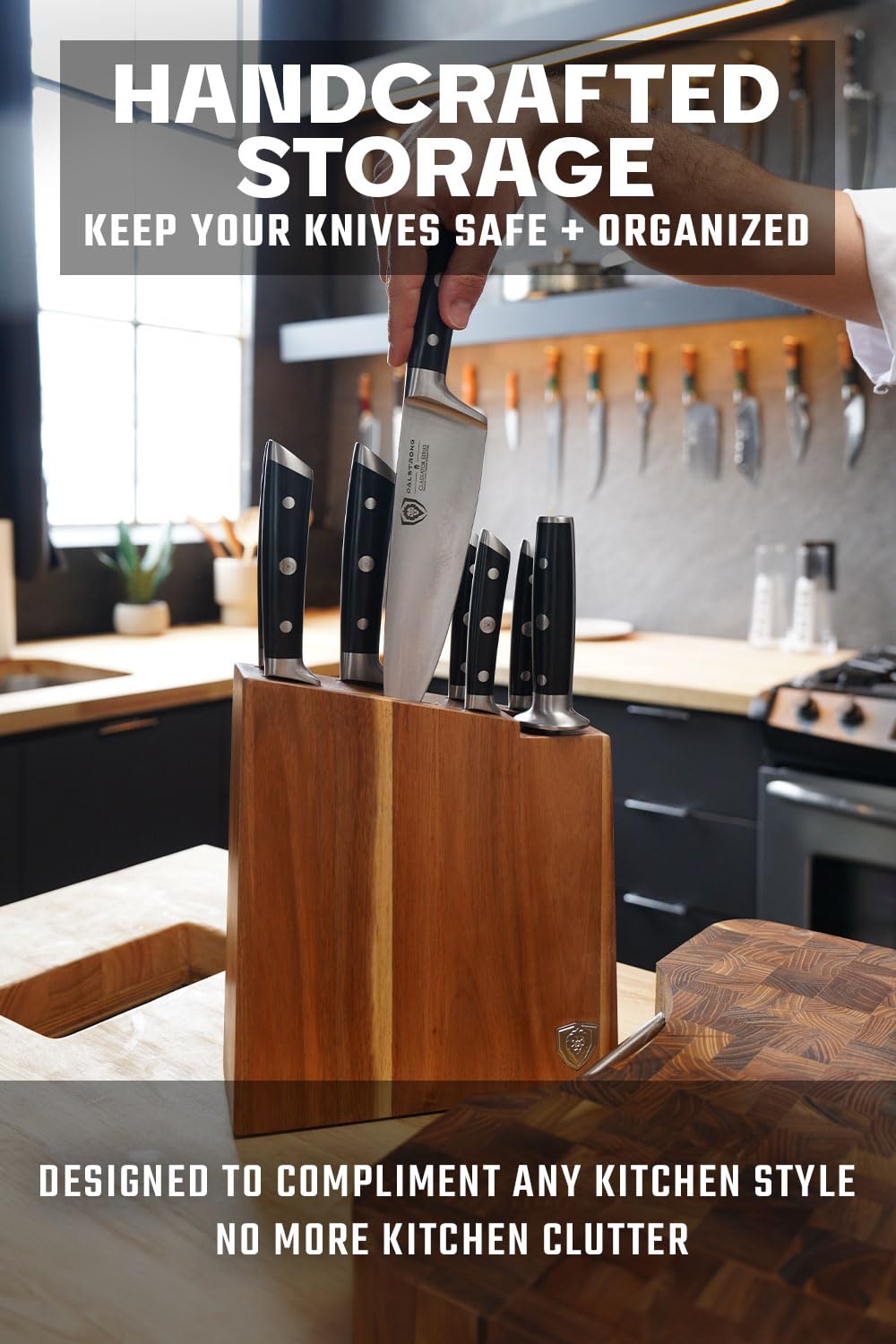 Cuchillo chef Dalstrong Gladiator para cortes precisos y control en la cocina.