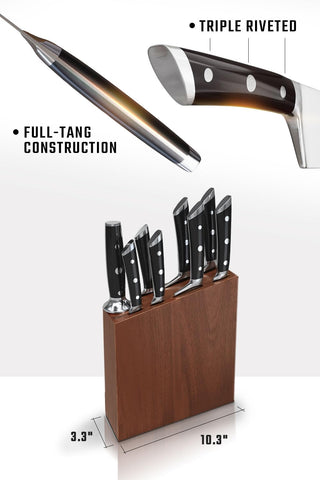 Cuchillo dentado Dalstrong Gladiator para cortar pan y tomates.