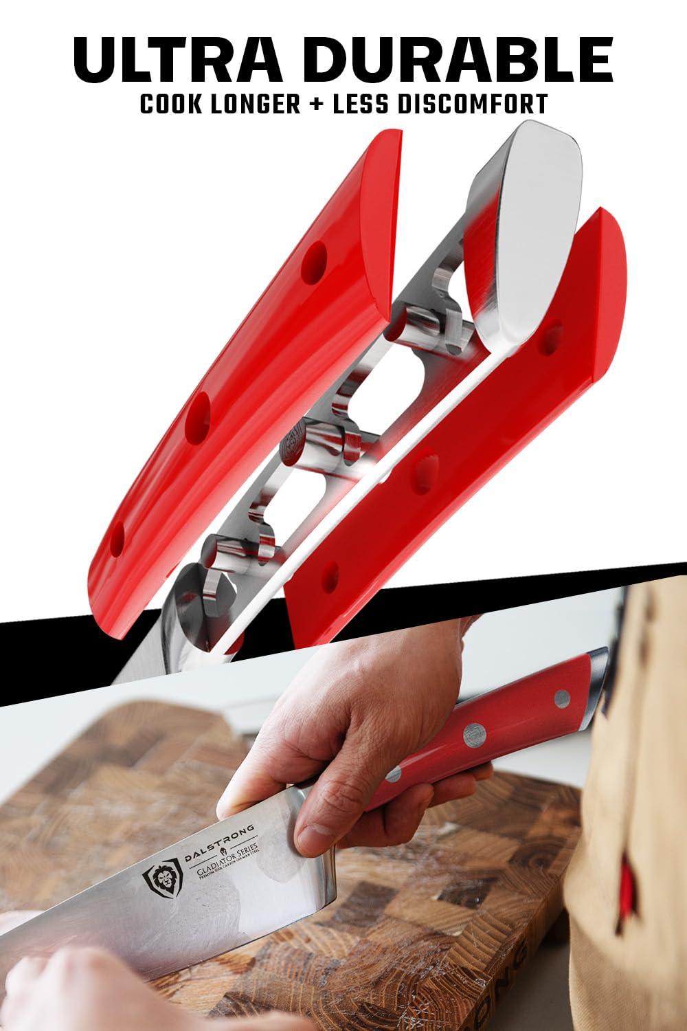 Dalstrong Gladiator Elite: afilador de 10 pulgadas incluido para mantener filo.