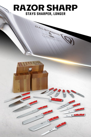 Dalstrong Gladiator Elite: bloque de acacia elegante para exhibir cuchillos.