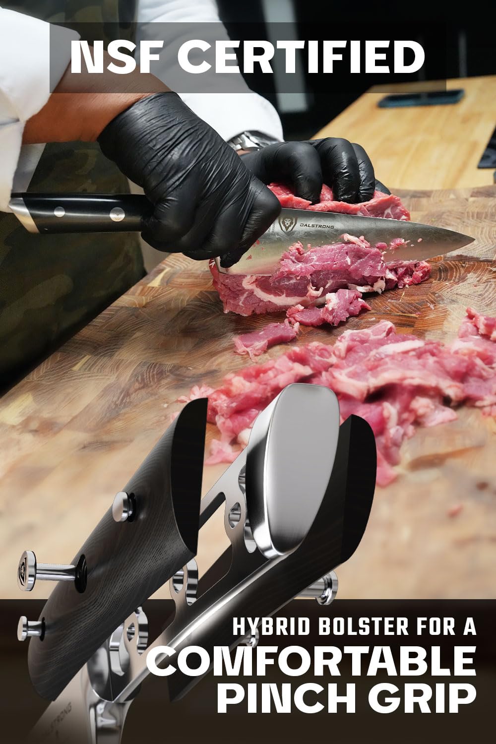 Dalstrong Gladiator Elite cuchillo chef 8 pulgadas: manejo cómodo y versátil