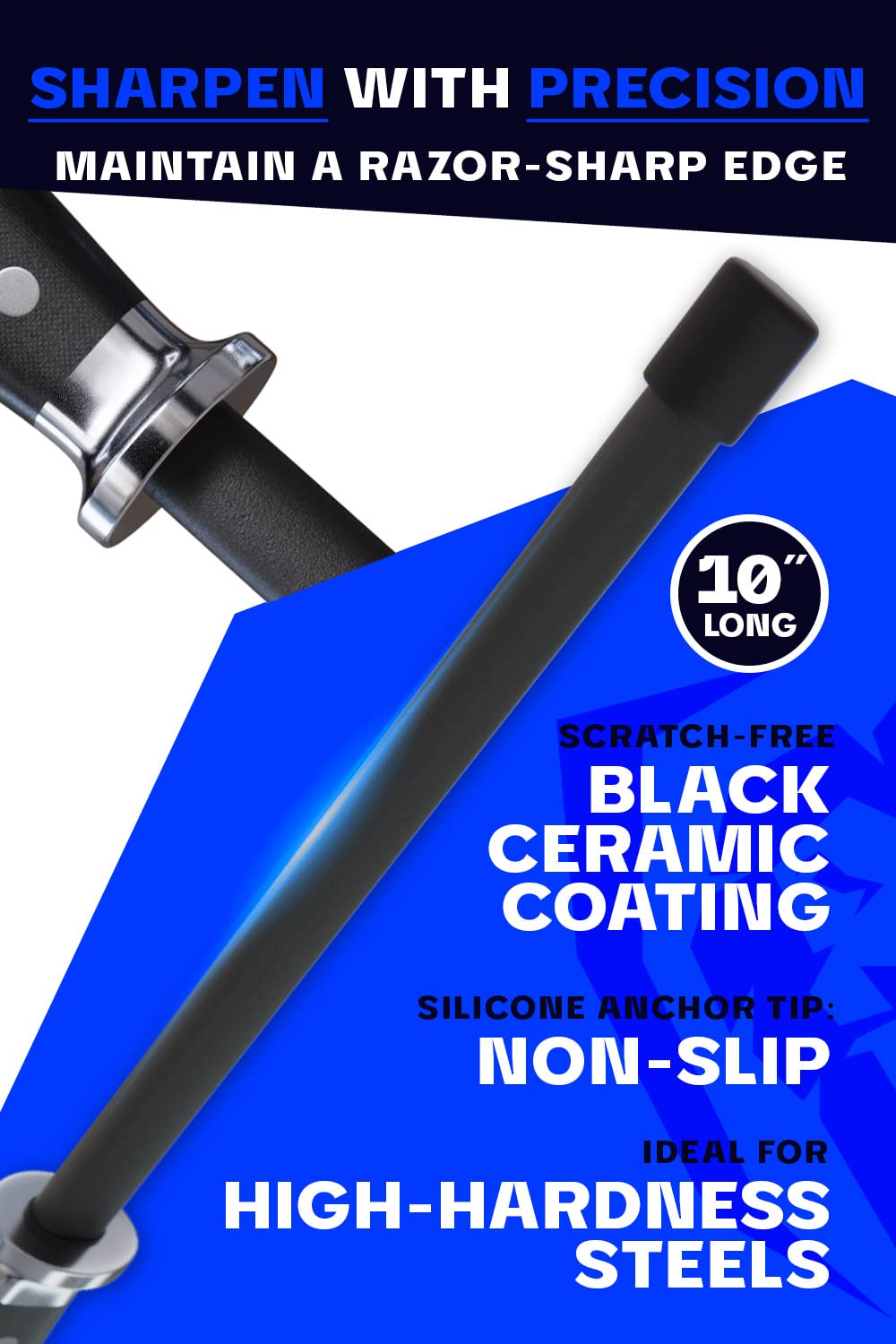 Mango G10 negro ergonómico Dalstrong para agarre seguro