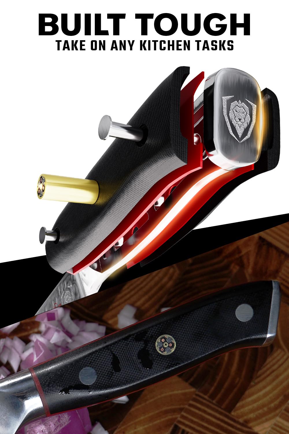 Dalstrong Nakiri 6 pulgadas, hoja AUS-10V con damasco para durabilidad