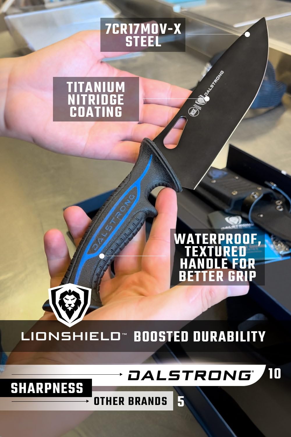 Dalstrong Night Shark 8” cuchillo con logotipo láser visible