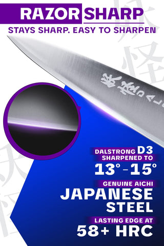 Dalstrong Phantom, mango G10 blanco, agarre cómodo y estable durante largas preparaciones.