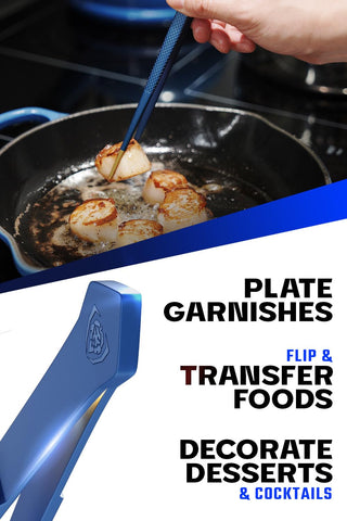 Dalstrong pinzas dientes micro: agarre seguro y preciso en alimentos resbaladizos.