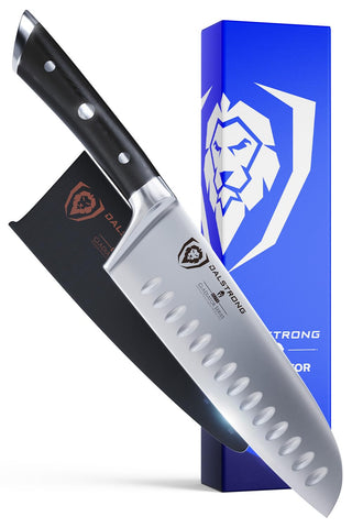 Dalstrong Santoku Gladiator Elite con hoja afilada para cortes limpios en vegetales