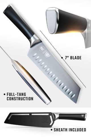 Dalstrong Santoku Vanquish 7 pulgadas, corte para carne y verduras con versatilidad.