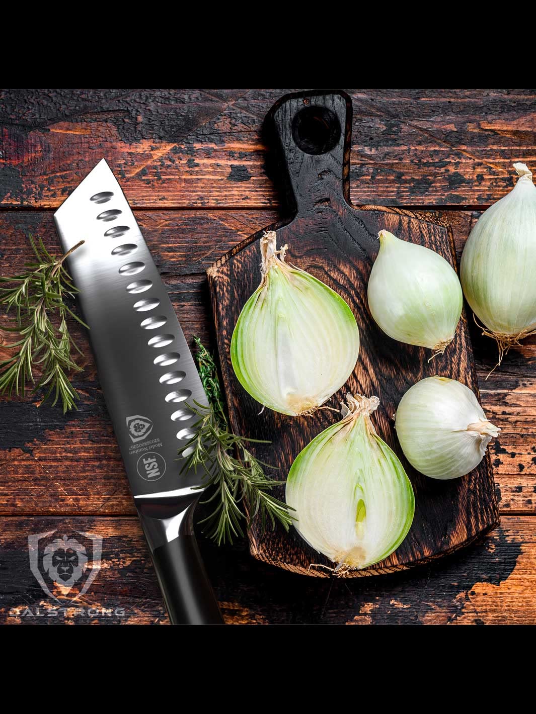 Dalstrong Santoku Vanquish 7 pulgadas, diseño elegante y potencia en una sola herramienta.
