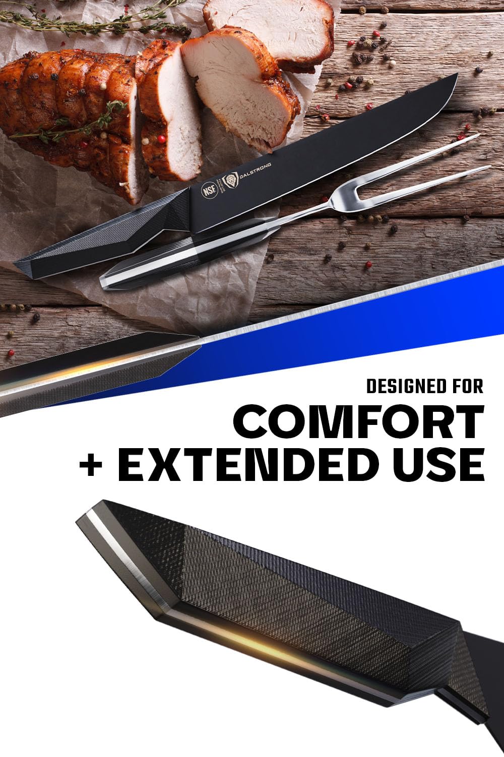 Set de cuchillo y tenedor para barbacoa con filo duradero.