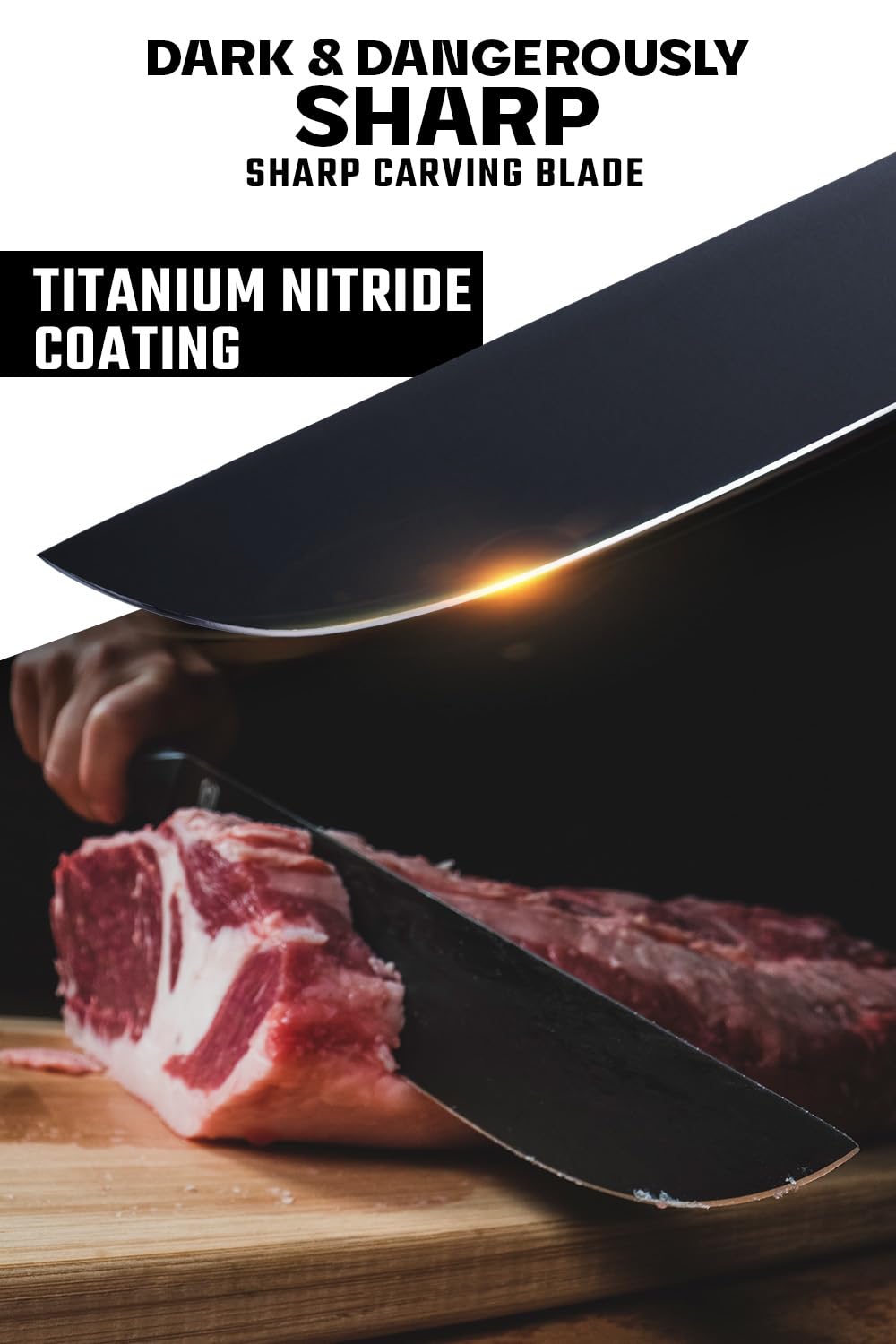 Dalstrong Shadow Black tenedor de carne para servir con control.