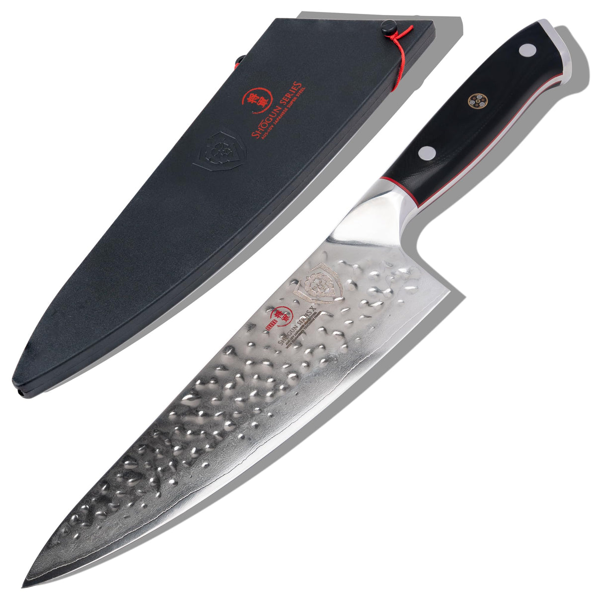 Dalstrong Shogun Elite 8 pulgadas, hoja damascus, filo afilado para cortes precisos.