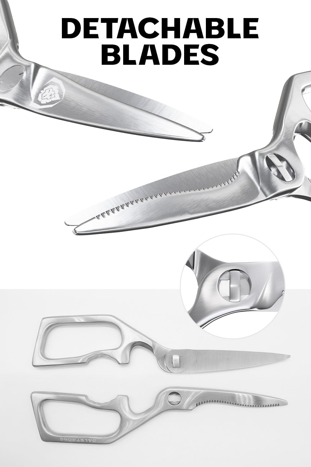 Tijeras multiuso de cocina Dalstrong para quesadillas y mariscos.