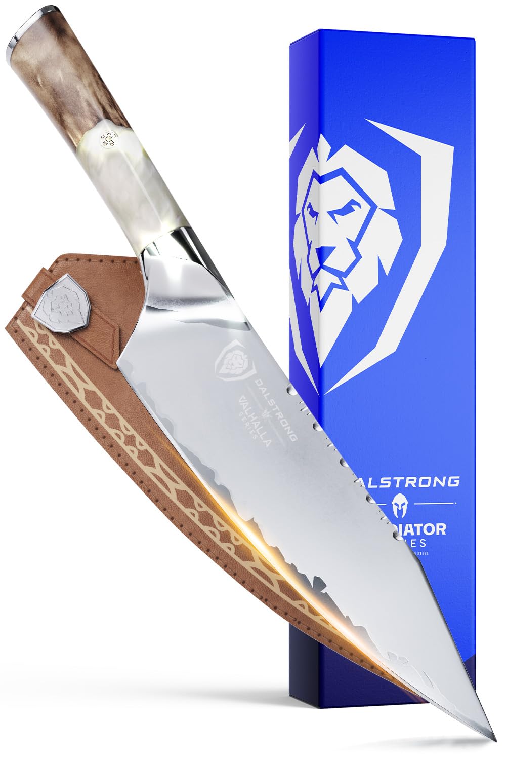 Cuchillo Dalstrong Valhalla de 8 pulgadas para cortar carnes y verduras con precisión.