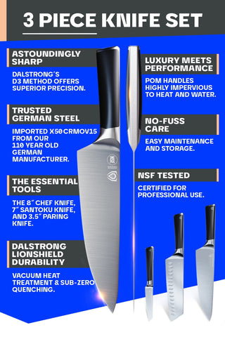 Dalstrong Vanquish: mango POM negro, agarre cómodo y duradero.