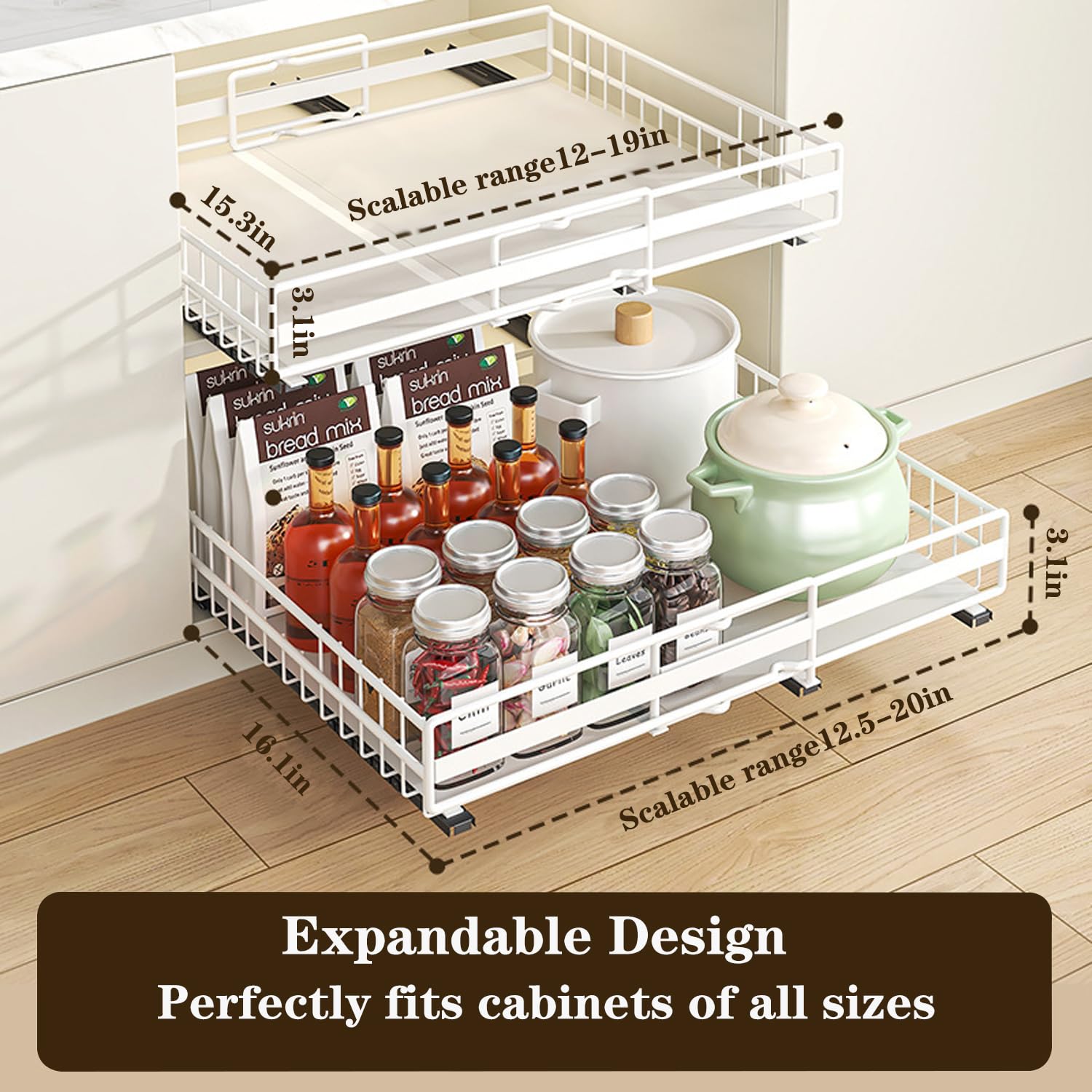 DAMAIXINGSHUO organizador deslizante de cocina con tres rieles para uso diario.