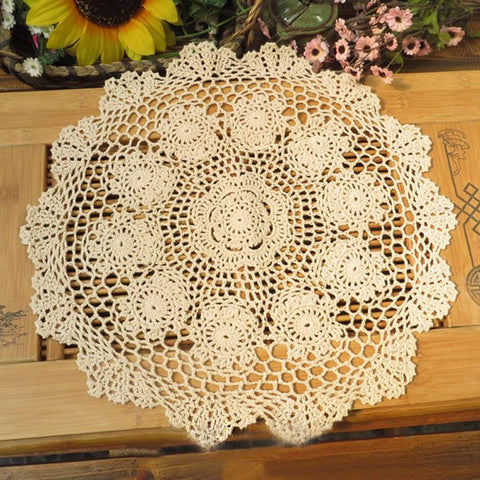 Damanni mantel de algodón beige, redondo, 16 pulgadas, dos piezas para mesa elegante.