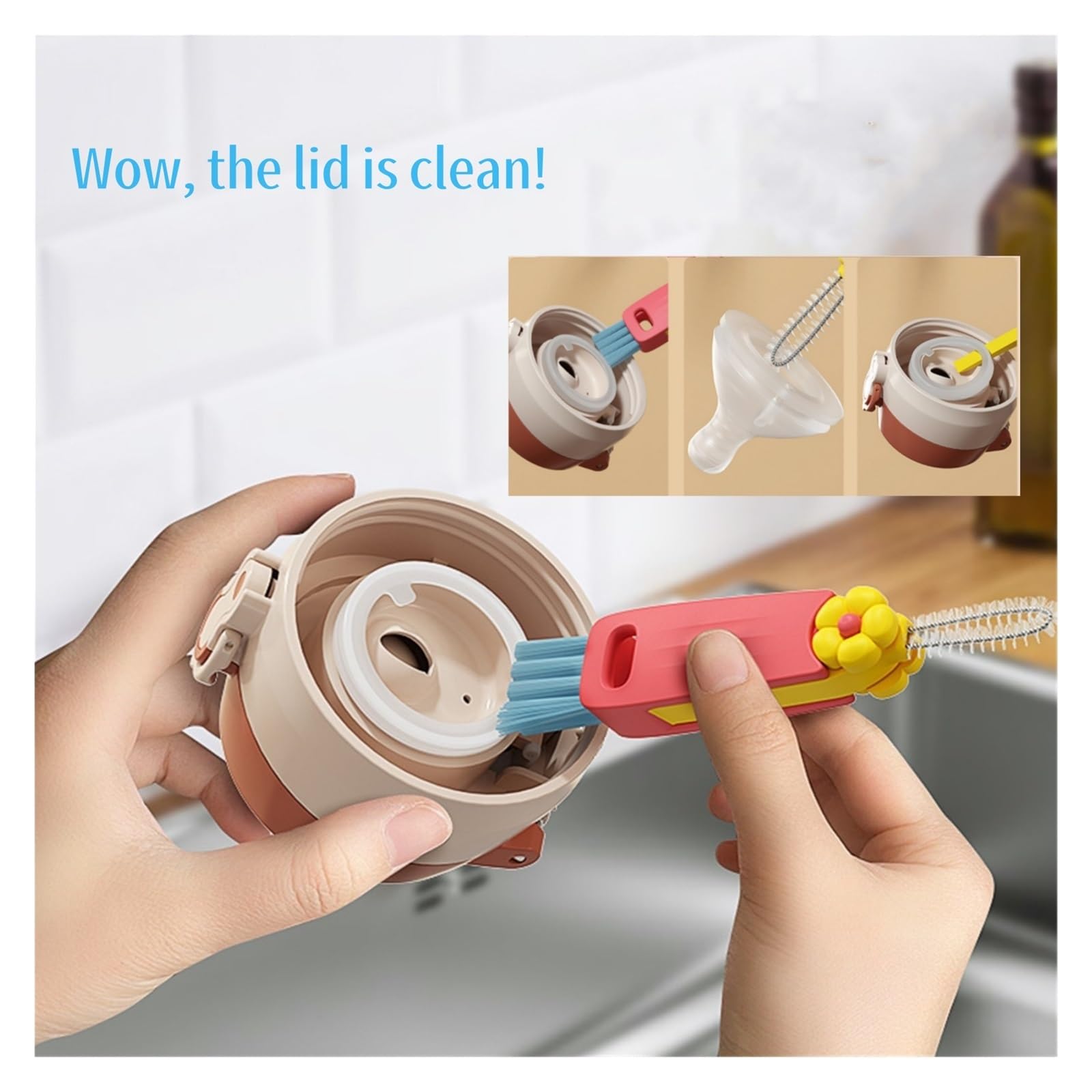 DAMARI cepillo ergonómico para limpieza cómoda en cocina.