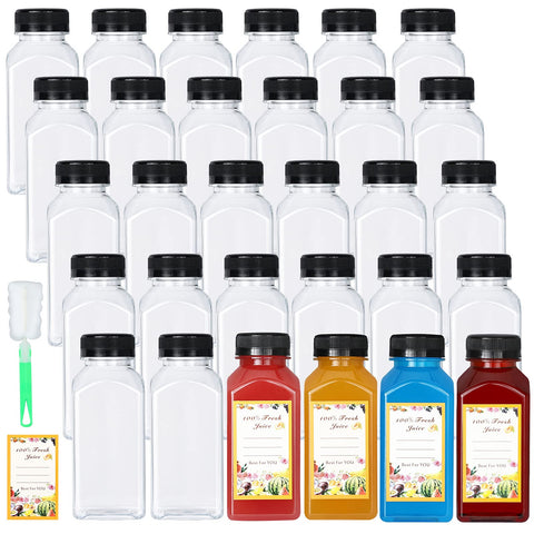 Botellas DANALLAN 8oz transparentes para jugos y bebidas caseras.