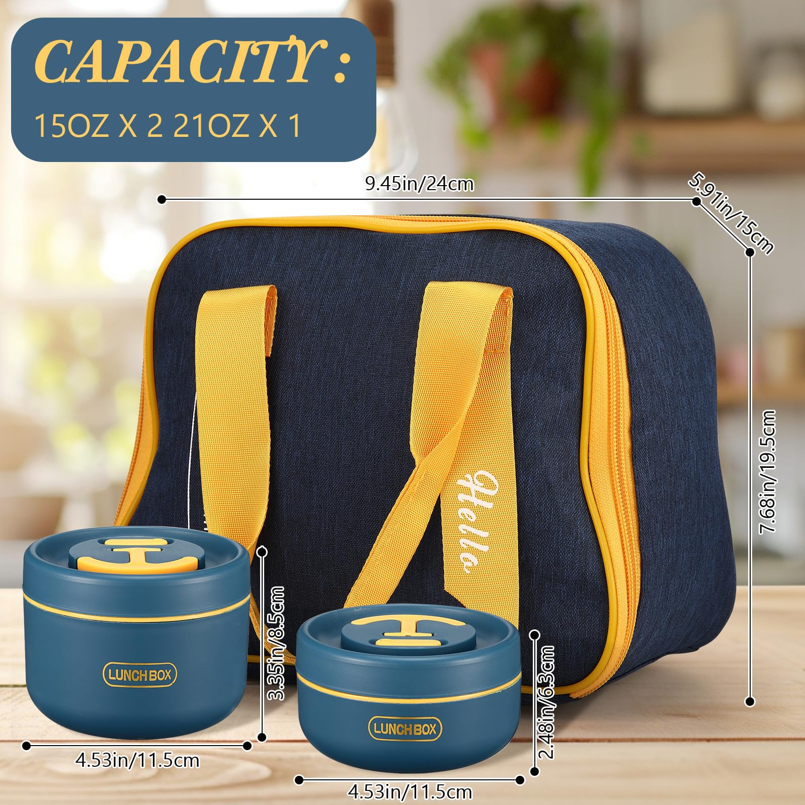 Dandat caja bento 21oz: espacio para plato principal, ensalada y postre