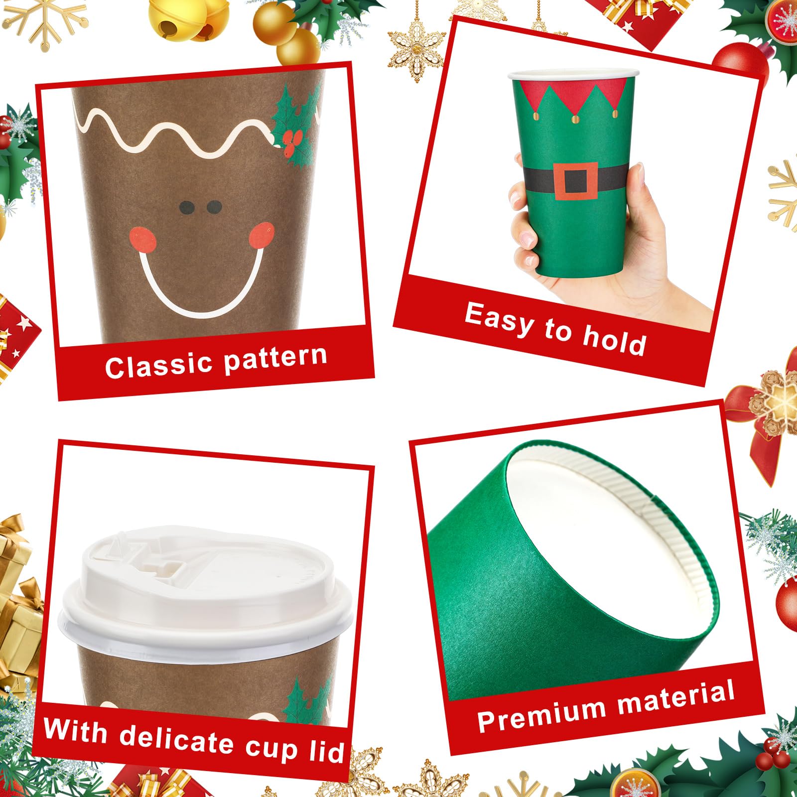 Las tazas Dandat navidad 16oz con tapas ofrecen diseños alegres para reuniones.