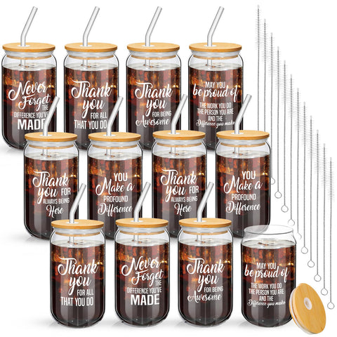 Vaso cristal Dandat 16oz con tapa, ideal para agradecer a empleados