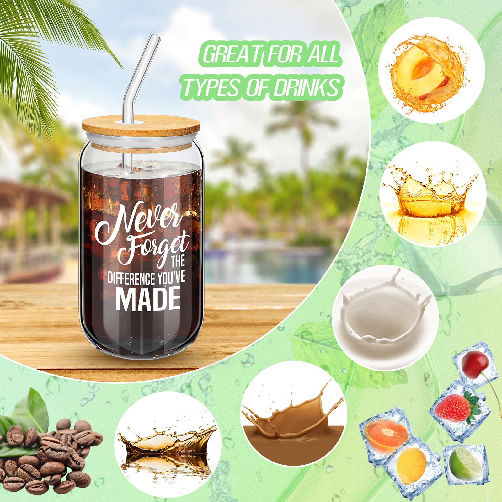Vaso cristal 16oz Dandat, forma lata y tapa, fácil de limpiar