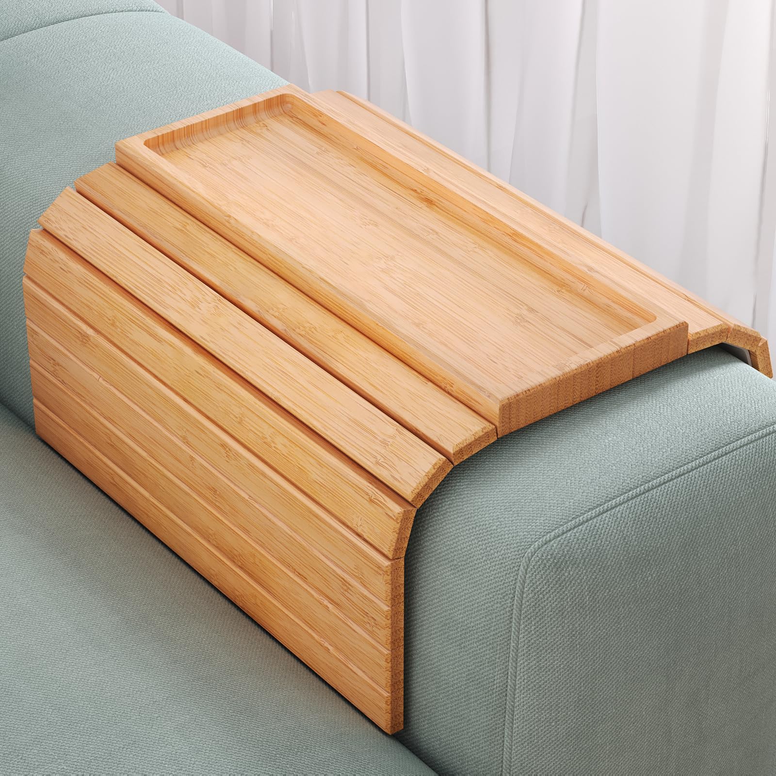 Danfoxer: bandeja reposabrazos sofá natural para bebidas y snacks a la mano.