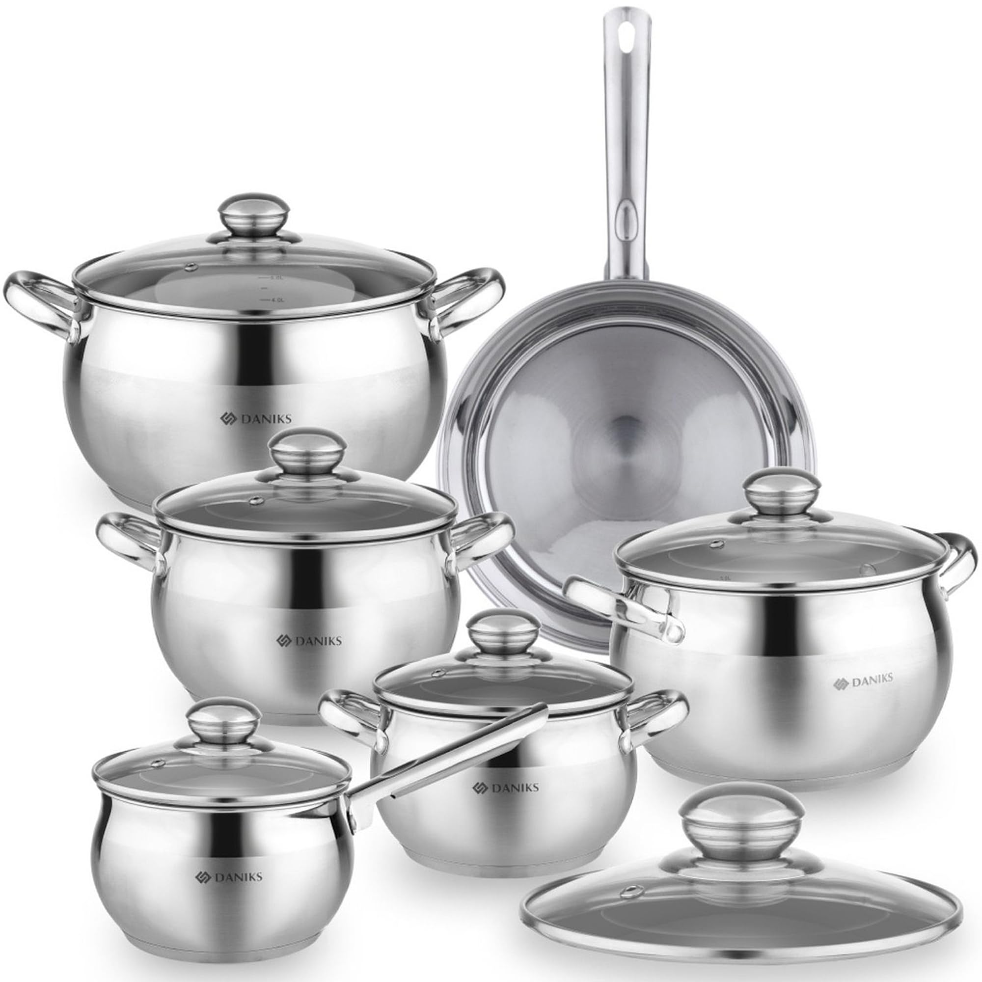 Daniks Clásico: juego de ollas 12 piezas para cocinar con versatilidad