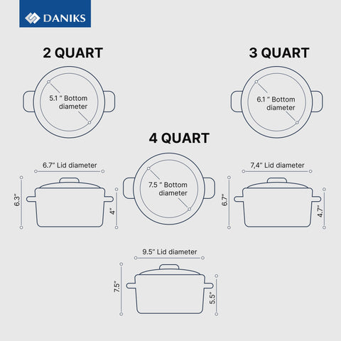 Daniks Clásico olla de 3 qt con tapa, cocina rápida y distribución uniforme.