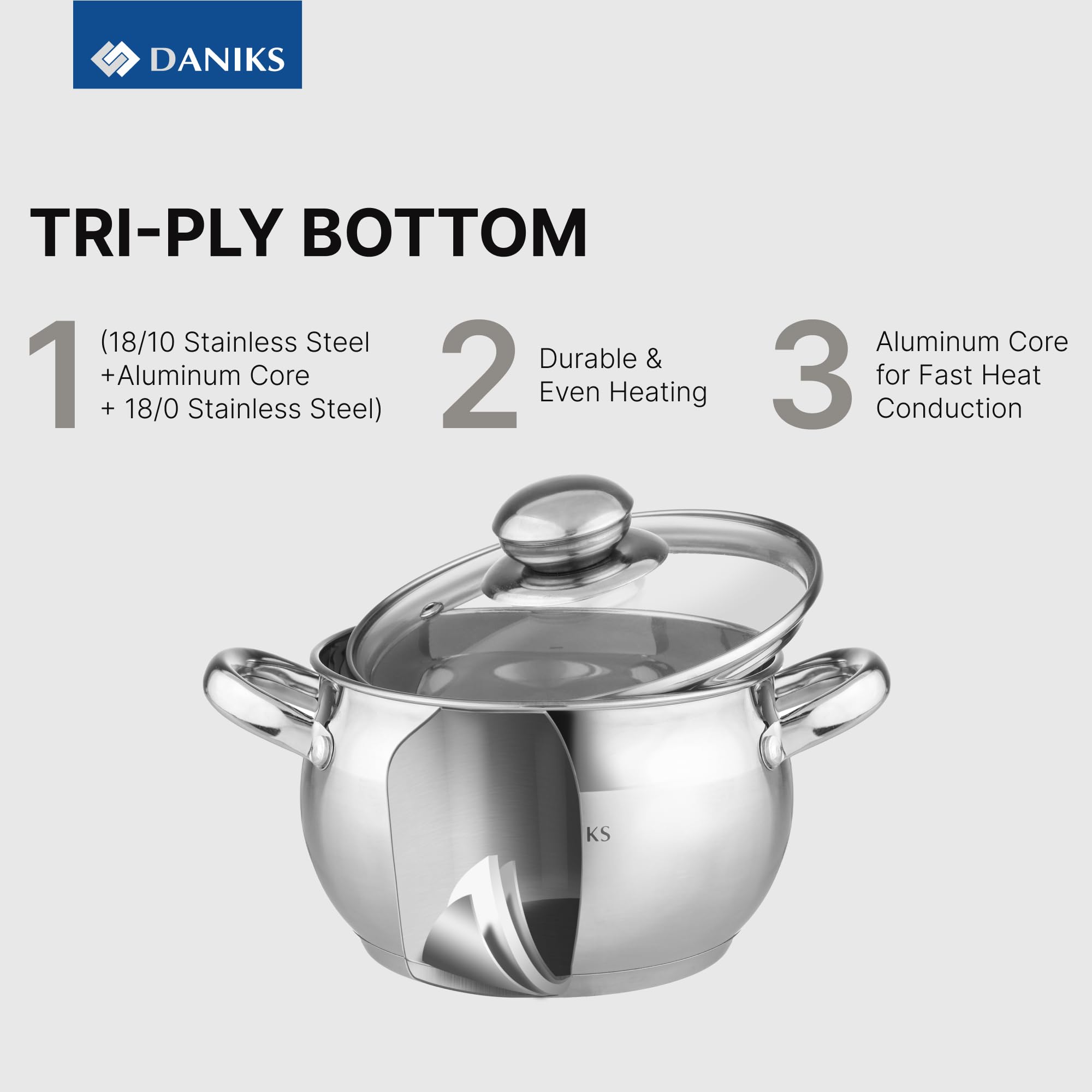 Daniks Classic 2qt, base de triple capa para calor uniforme.