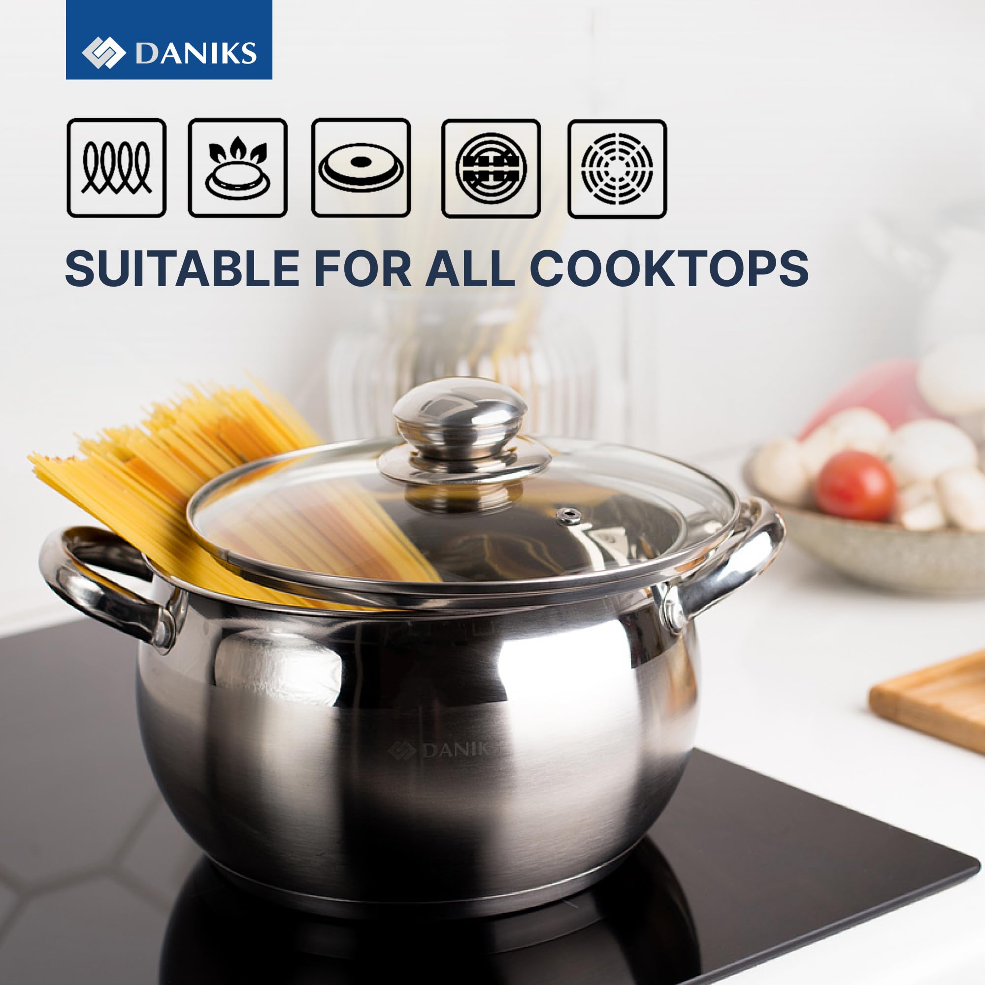Daniks Classic 2qt, tapa robusta para observar cocción y ventilar.