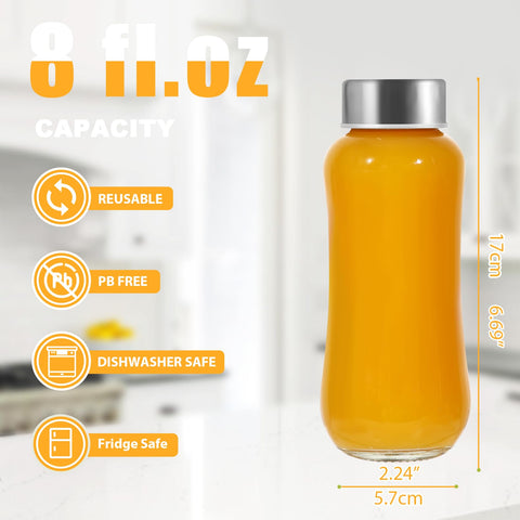 Botella Danmu de vidrio 8 onzas con apertura amplia, fácil de llenar.