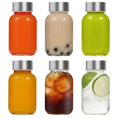 Botella de vidrio Danmu para jugos de 5oz, reutilizable y a prueba de fugas.