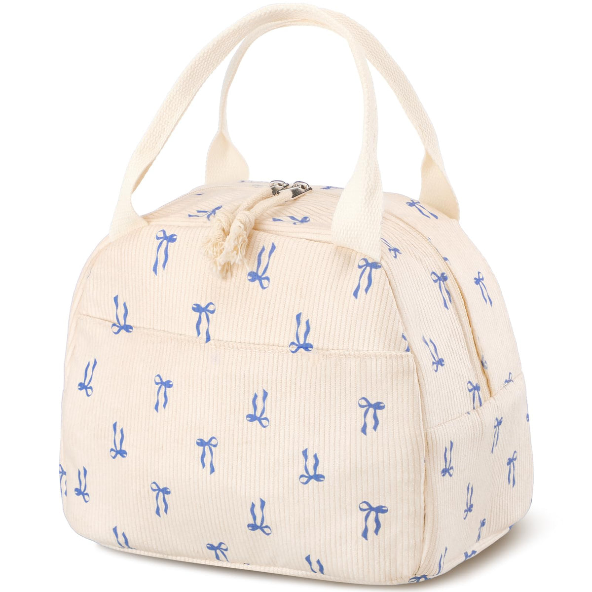 La bolsa de almuerzo azul Dansydaisy con lazo es ideal para mantener comidas frescas.