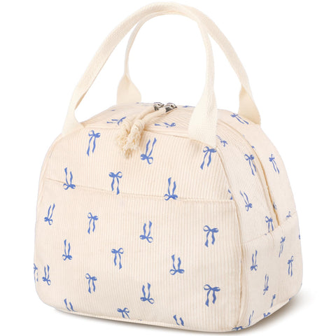 La bolsa de almuerzo azul Dansydaisy con lazo es ideal para mantener comidas frescas.