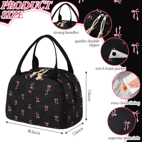 Dansydaisy bolsa de almuerzo pana negra, duradera y resistente.