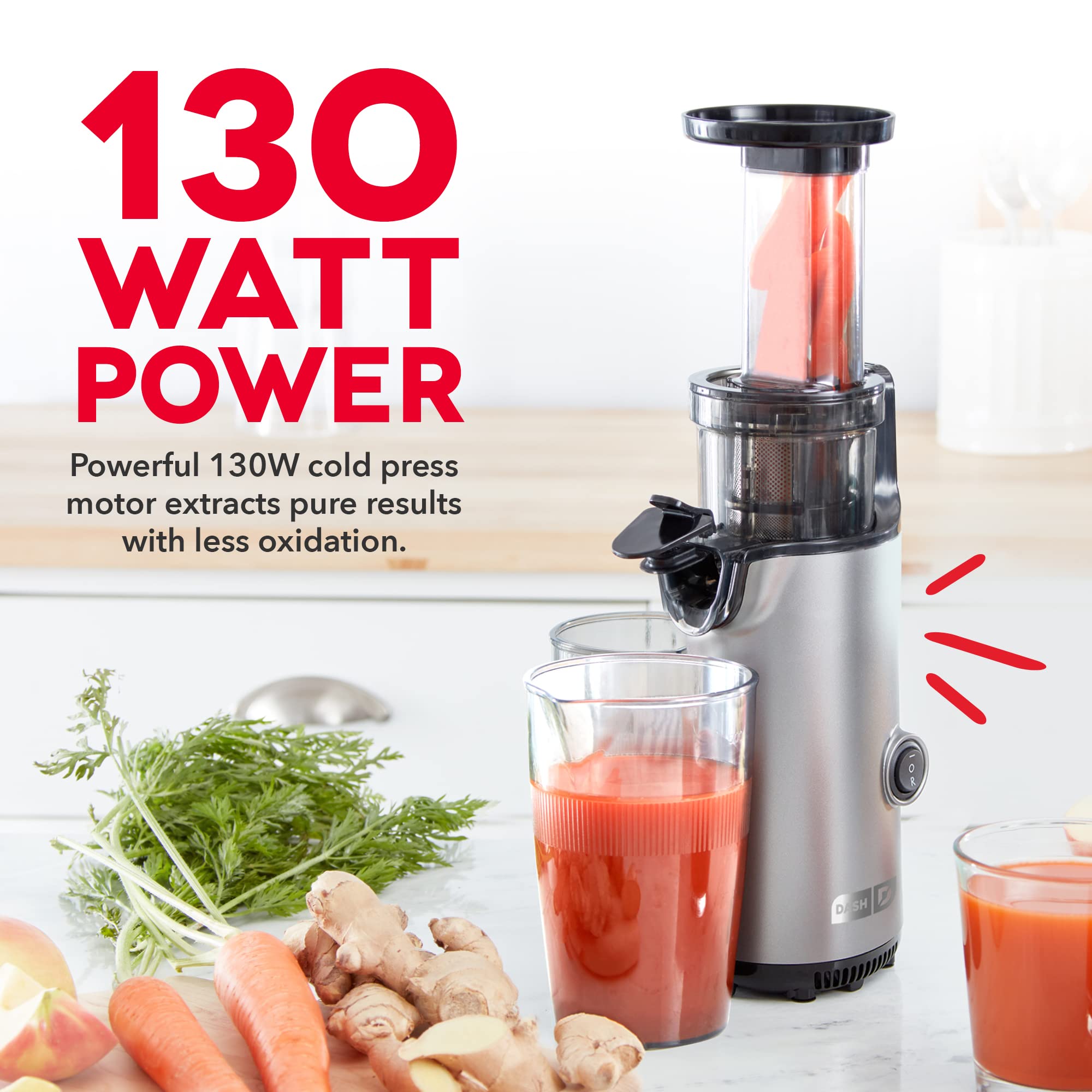 Motor de 130 vatios de DASH Deluxe Compact para extraer más nutrientes