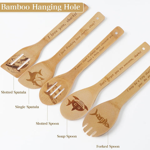 Databa cucharas tiburón para cocina con gancho para colgar